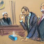 Anthony Weiner weeps in court (Courtroom sketch by Jane Rosenberg)